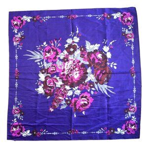 Vintage 1959 George Floral Purple Polyester Scarf Square Hand Wash One Size